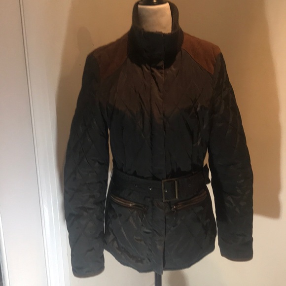 “ZARA BASIC” Quilted Olive Green Belted Jacket. - Picture 2 of 16